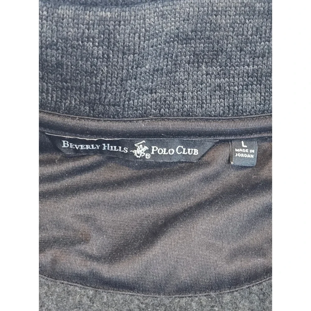 Beverly Hills Polo Club Mens Large Gray Heathered Quarter Zip Fleece Pullover